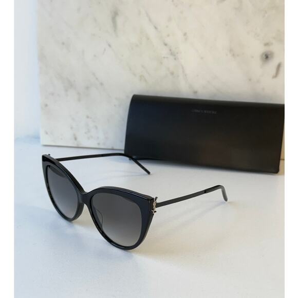 NEW Saint Laurent SL M48S/A Cat EyeSunglasses in Black - Picture 1 of 8